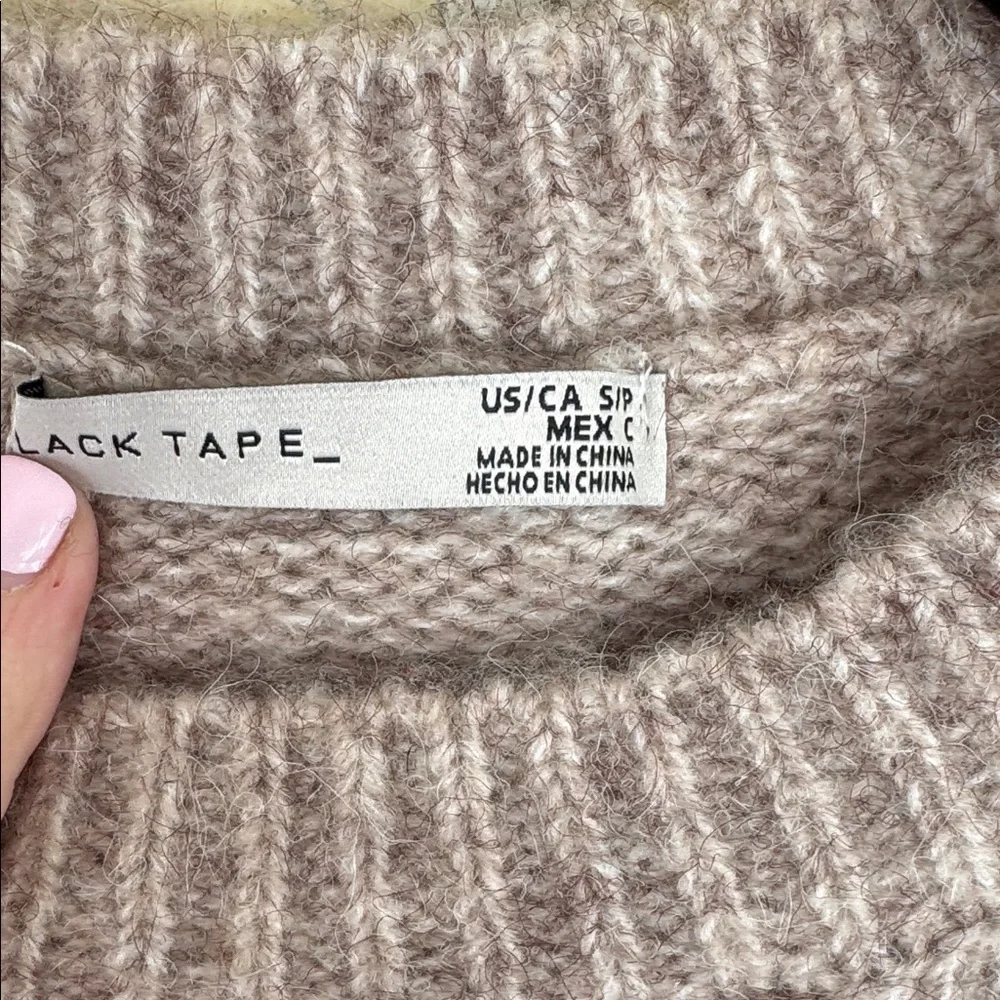 New Black Tape Taupe Sweater with Embroidered Floral Accents - Picture 3 of 5